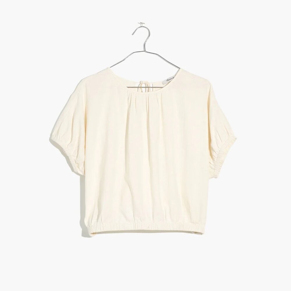 Madewell Linen-Blend Michele Bubble Top Lighthouse Small